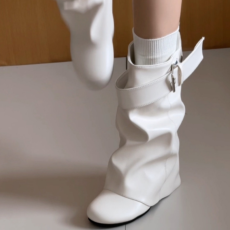 Leather Classic Strap - Sepatu Bot Kulit Wanita Model Slouchy