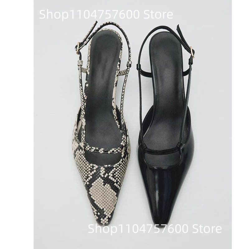 Leather Classic Strap - Sepatu Wanita Hak Rendah Tipis Model