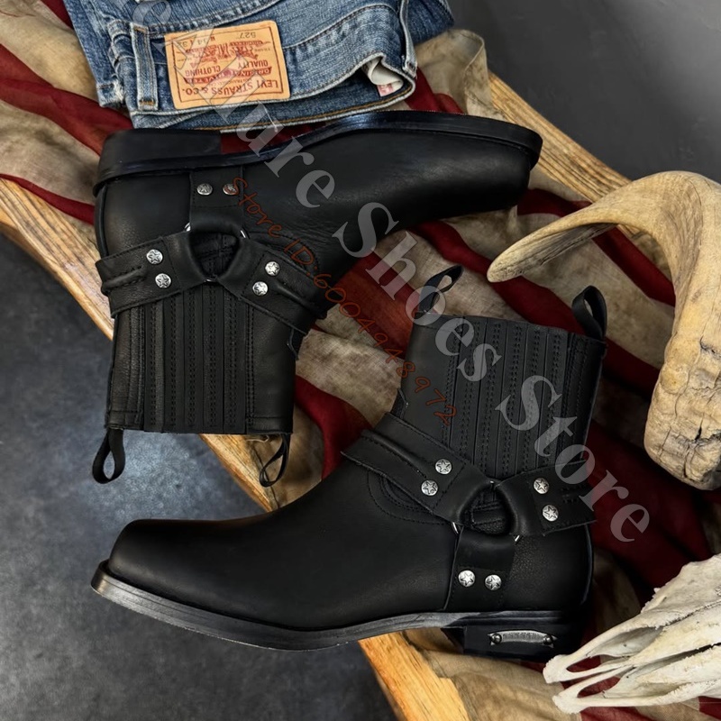 Sepatu bot pria bergaya koboi  - Leather Classic Strap ulasan dan harga