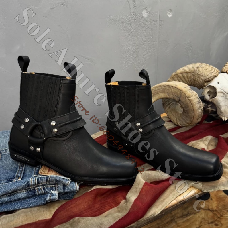 Sepatu bot pria bergaya koboi  - Leather Classic Strap ulasan dan harga