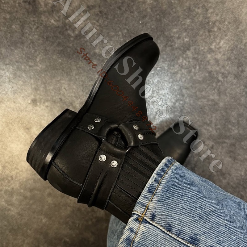 Sepatu bot pria bergaya koboi  - Leather Classic Strap ulasan dan harga